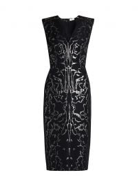 Alexander McQueen V-Neck Brocade-Print Sheath Dress at Saks Fifth Avenue