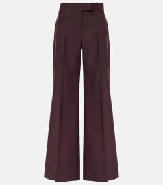 Alexander McQueen Wool And Mohair Wide leg Trousers in Burgundy at Mytheresa