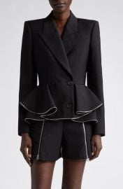 Alexander McQueen Zip Ruffle Wool Mohair Blend Jacket at Nordstrom