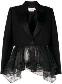 Alexander McQueen single-breasted tulle-inserts Blazer - at Farfetch