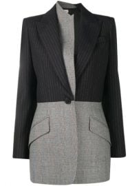 Alexander McQueen two-tone Pinstripe Coat - Farfetch at Farfetch