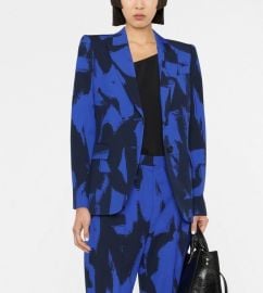 Alexander Mcqueen Blue Abstract print Blazer at Farfetch