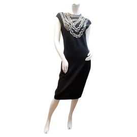 Alexander Mcqueen black Wool Midi Dress with jewel embroided chains For Sale at 1stDibs at 1st Dibs