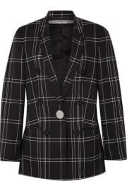 Alexander Wang - Leather-trimmed checked woven blazer at Net A Porter