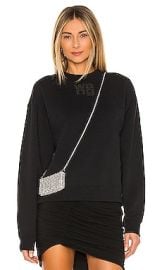 Alexander Wang Essential Terry Crew Sweatshirt W Puff Paint Logo In Black at Revolve
