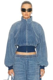 Alexander Wang Funnel Neck Jacket in Washed Light Blue FWRD at FWRD
