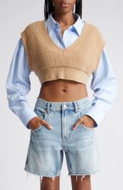 Alexander Wang Layered Mixed Media Crop Top at Nordstrom