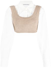 Alexander Wang Layered Poplin Crop Top - at Farfetch