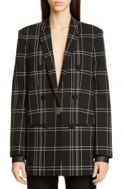 Alexander Wang Leather Cuff Oversized Plaid Blazer   Nordstrom at Nordstrom