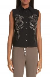 Alexander Wang Safety Pin Mesh Back Blouse   Nordstrom at Nordstrom