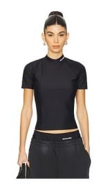 Alexander Wang Short Sleeve Rashguard Top In Black at Revolve