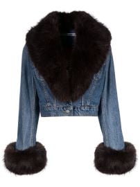 Alexander Wang faux-fur Collar Denim Jacket - at Farfetch