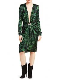 Alexandre Vauthier - Stretch Satin V-Neck Lynx Print Sheath Dress at Saks Off 5th