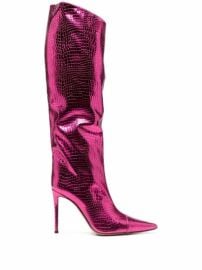 Alexandre Vauthier Crocodile Effect Pointed Toe Boots  - at Farfetch