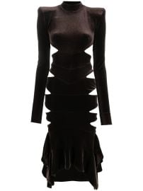 Alexandre Vauthier Cut out Detailed Velvet Midi Dress at Farfetch