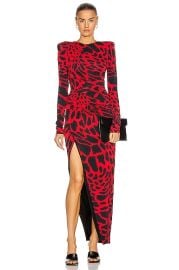 Alexandre Vauthier Giraffe Ruched Maxi Dress in Poppy  Black  FWRD at Forward