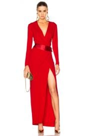 Alexandre Vauthier Long Sleeve Maxi Dress in Crimson Red   FWRD at Forward