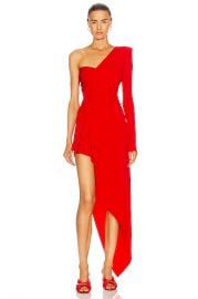 Alexandre Vauthier Ruched One Shoulder Asymmetric Dress in Poppy   FWRD at Forward