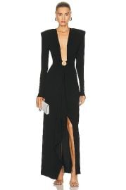 Alexandre Vauthier V Neck Long Dress in Black FWRD at FWRD