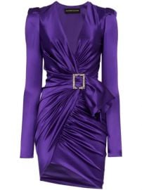 Alexandre Vauthier V-neck Crystal Buckle Silk Blend Mini Dress - Farfetch at Farfetch