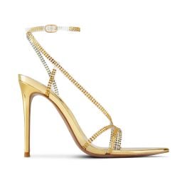 Alexandria Gold Crystal Embellished Heeled Sandals Flor de Maria at For De Maria