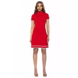 Alexia Admor Devika Pleated Knit Dress in Red at Kohls