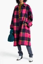 Alexia checked brushed-felt coat at The Outnet