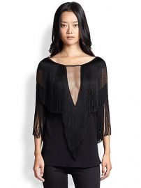 Alexis - Demitri Fringe-Trimmed Mesh-Paneled Top at Saks Fifth Avenue