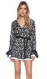 Alexis Aine Long Sleeve Romper in Black White from Revolve com at Revolve