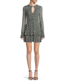 Alexis Alba Printed Keyhole Flounce Mini Dress at Neiman Marcus