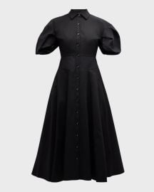 Alexis Amilya Puff Sleeve Fit Flare Midi Shirt Dress at Neiman Marcus