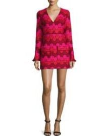 Alexis Annelise Bell-Sleeve Embroidered-Dot Minidress  Aurora at Neiman Marcus