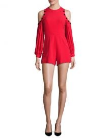 Alexis Asher Button-Trim Cold-Shoulder Romper at Neiman Marcus