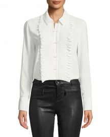 Alexis Avette Hook-Front Top with Pleated Ruffle Bib at Neiman Marcus