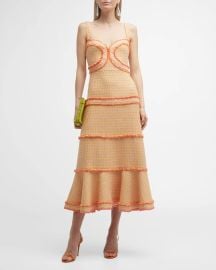 Alexis Bettine Tiered Knit Sweetheart Midi Dress at Neiman Marcus