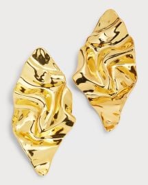 Alexis Bittar Crumpled Gold Large Post Earrings at Neiman Marcus