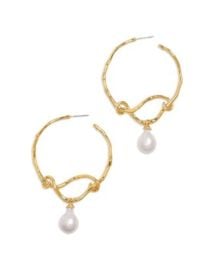 Alexis Bittar Cultured Freshwater Pearl Charm Twist Hoop Earrings in 14K Gold Plated Bloomingdales at Bloomingdales