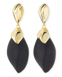 Alexis Bittar Kinshasa Liquid Metal-Capped Black Lucite Earrings at Neiman Marcus