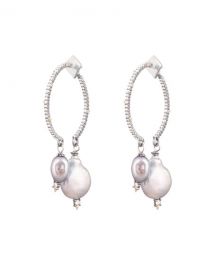 Alexis Bittar Two-Part Pave Hoop Earrings w  Pearl Drops at Neiman Marcus