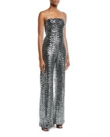 Alexis Carleen Sequin Strapless Wide-Leg Jumpsuit at Neiman Marcus