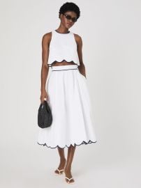 Alexis Cotton Scallop Midi Skirt Summer WhiteMarine French Connection US at French Connection