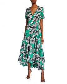 Alexis Deanna Floral-Print Short-Sleeve Wrap Dress at Neiman Marcus