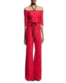 Alexis Joaquin Lace Jumpsuit  Red at Neiman Marcus