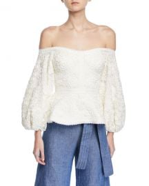 Alexis Joscelin Embroidered Puff-Sleeve Top at Neiman Marcus