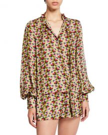 Alexis Londyn Tie-Neck Geo-Print Top at Neiman Marcus