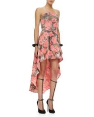 Alexis Madame Strapless High-Lo Dress Metallic Rose at Neiman Marcus