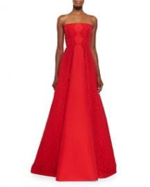 Alexis Neuss Strapless Gown w Lace Sides at Neiman Marcus