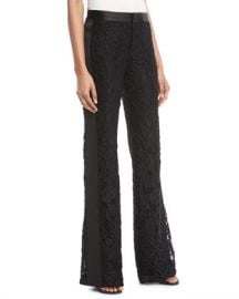 Alexis Nimma Flared-Leg Lace Tuxedo Pants at Neiman Marcus