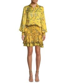 Alexis Rianna Long-Sleeve Floral-Print Satin Dress at Neiman Marcus