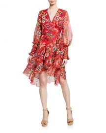 Alexis Sidony Floral-Print Flounce Wrap Dress at Neiman Marcus